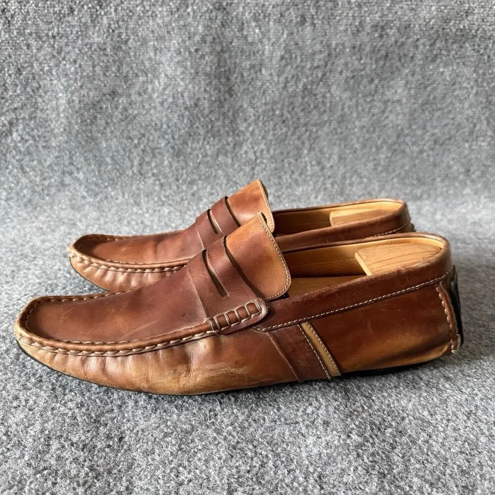 Magnanni Men's Penny Driver Loafers Brown Slip On Driving Moccasins Size 12